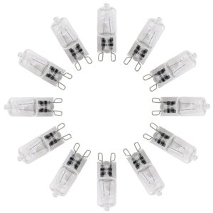 snnalosses g9 halogen light bulb 40 watt,long lasting lifespan with high brightness 520 lumen,cri100 & 3000k warm white,g9 bulb bi pin base for chandeliers,cabinet lights,12packs