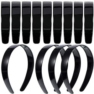 XUTONG Plastic Headbands,20 PACK Black Plain Craft Plastic Headbands,1 Inch Plastic Hard Headband with Teeth Head band Women Girls