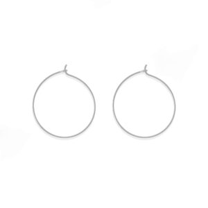 Boma Jewelry Sterling Silver Wire Hoop Earrings (1 1/4 Inch Hoop)