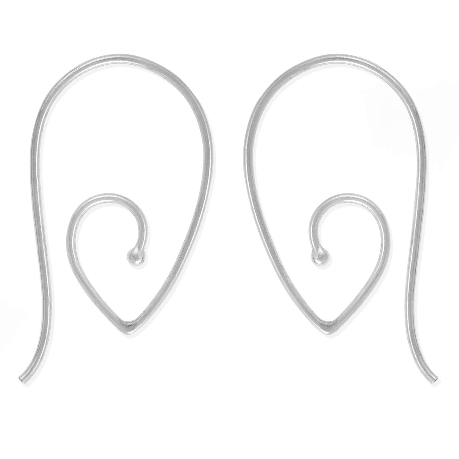 Boma Jewelry Sterling Silver Teardrop Pointed Spiral Pull Through Wire Hoop Earrings