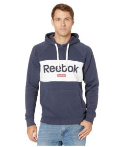 reebok training essentails big logo hoodie, heritage navy, large