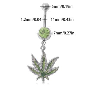 Shuning 3PC Maple Leaf Belly Navel Ring Weed Button Body Piercing Jewelry Bar