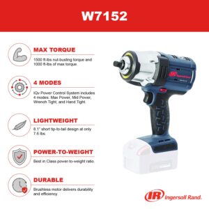 Ingersoll Rand W7152 20V High-torque 1/2" Cordless Impact Wrench, 1500ft-lbs Nut-busting Torque