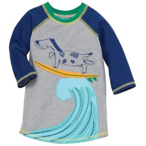 Mud Pie Boys' Dog Rash Guard, Gray, MD (2T-3T Toddler)