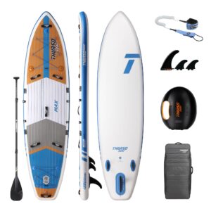 THURSO SURF Max Multi-Purpose Inflatable Stand Up Paddle Board SUP 11'6 x 34'' x 6'' Two Layer Deluxe Package Includes Carbon Shaft Paddle/2+1 Quick Lock Fins/Leash/Pump/Roller Backpack