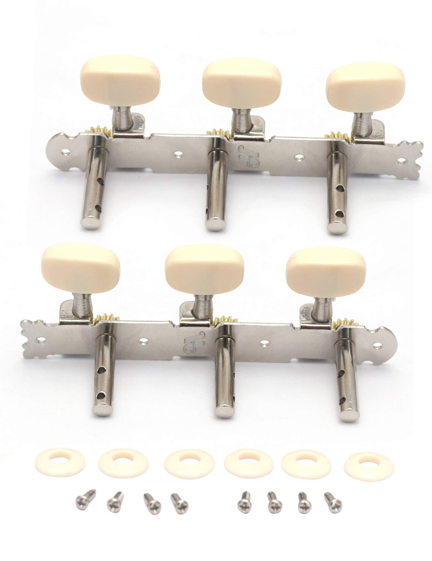 Metallor 3 on a Plank Guitar Tuning Pegs Chrome Plated Machine Heads Tuning Keys Tuners Single Hole for Classical Guitar 3L 3R. (G326)