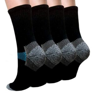 Iseasoo Compression Socks for Women & Men Circulation - Plantar Fasciitis Crew Socks Best Support for Athletic Running Cycling（S/M