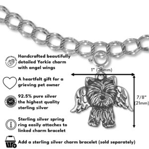 The Magic Zoo Sterling Silver Yorkie Angel Charm for Charm Bracelet – Handcrafted in the USA Yorkie Charms for Bracelets – Yorkie Angel Gift for Women