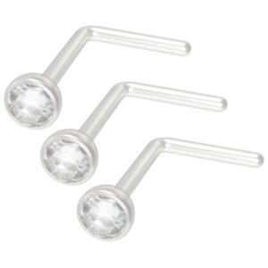 3pc 20g bioflex l-shape nose ring stud rings plastic bioplast nostril cool cute curve flat hoop bend