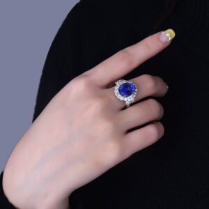 Lanmi 14K White Gold Top AAAA Natural Tanzanite Engagement Rings Diamonds Wedding Band for Women Promotion