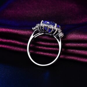 Lanmi 14K White Gold Top AAAA Natural Tanzanite Engagement Rings Diamonds Wedding Band for Women Promotion