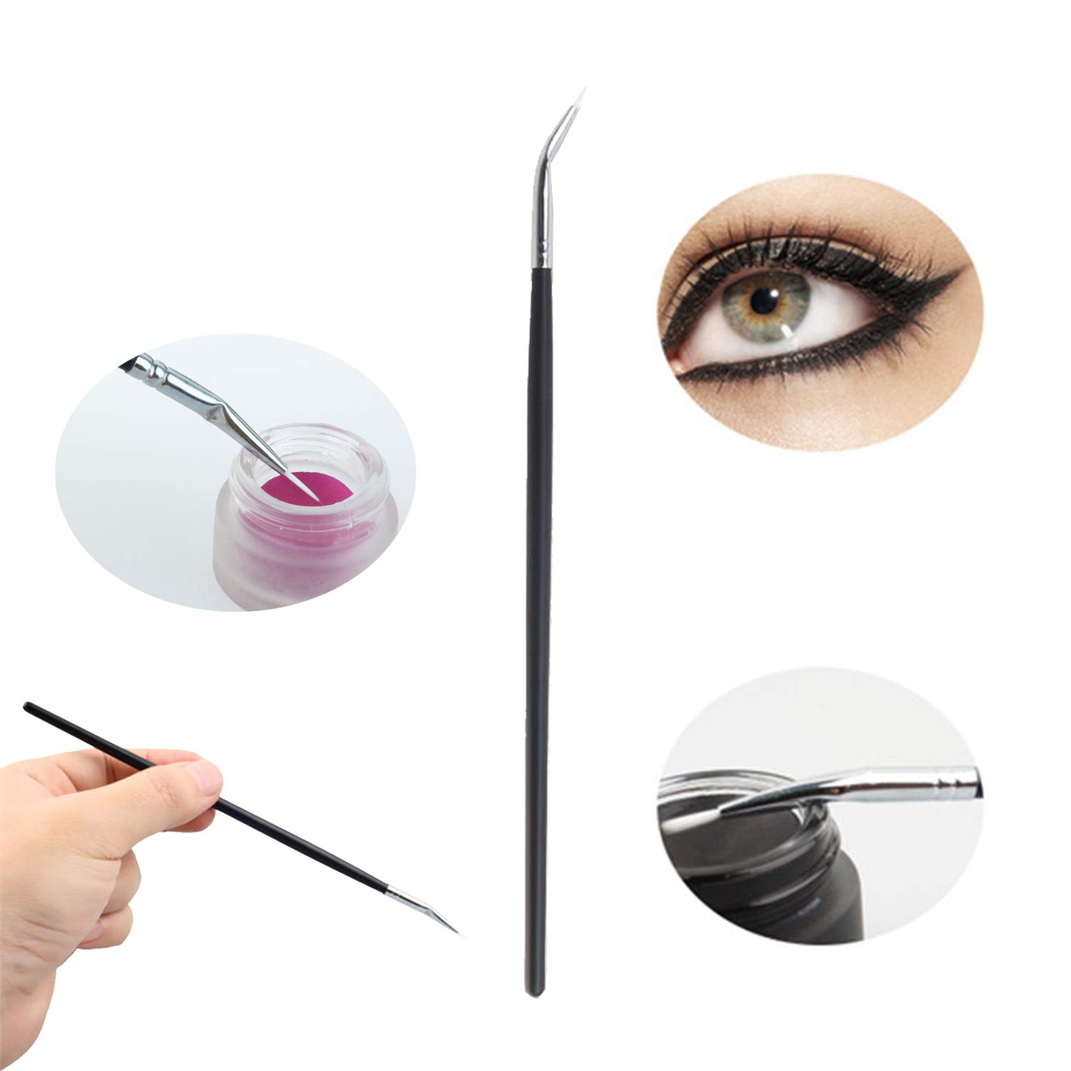 DogieLyn Eye Makeup Gel Eyeliner Brushes - Ultra Fine Bent Eyeliner Brush Angled Eye Define Pointed Round Brush Kit