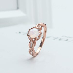 YAZILIND Statement Rose Gold Plated Ring Round Opal Cubic Zirconia Wedding Engagement Jewelry Size 9