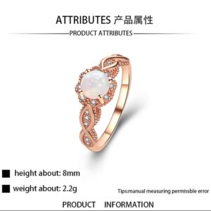 YAZILIND Statement Rose Gold Plated Ring Round Opal Cubic Zirconia Wedding Engagement Jewelry Size 9