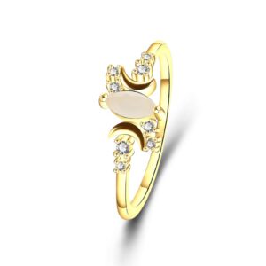 yazilind statement wedding ring gold plated half moon cubic zirconia engagement jewelry gift size 9