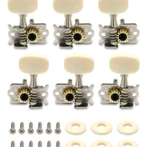 Metallor Guitar Machine Heads Tuning Pegs Tuners for Classical Acoustic Folk Guitar Individual Double Hole Chrome 3L 3R.