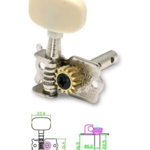 Metallor Guitar Machine Heads Tuning Pegs Tuners for Classical Acoustic Folk Guitar Individual Double Hole Chrome 3L 3R.