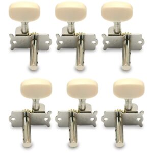 Metallor Guitar Machine Heads Tuning Pegs Tuners for Classical Acoustic Folk Guitar Individual Double Hole Chrome 3L 3R.