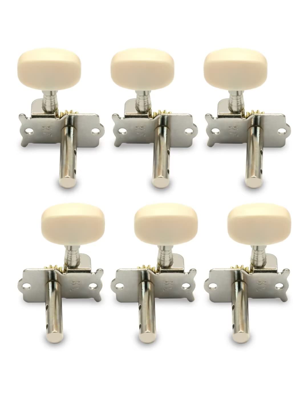 Metallor Guitar Machine Heads Tuning Pegs Tuners for Classical Acoustic Folk Guitar Individual Double Hole Chrome 3L 3R.