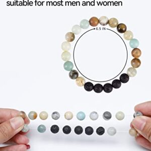 Apipi 6 Pack Lava Stone Bead Bracelet - Natural Stones Stretch Bracelets, Aromatherapy Essential Oil Diffuser Healing Crystal Bracelets for Women (8mm)