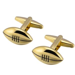 football pair cufflinks pigskin solid half gold wedding cuff links