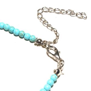 Cross Pendant Necklace Round Turquoise Clavicle Necklace Handmade Beads Choker for Women Girls