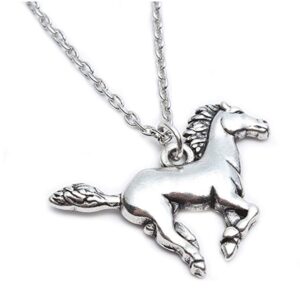 ccbfy silver horse gifts necklace stainless steel necklace horse jewelry for women men gift 18"+2" (silver)