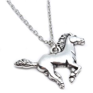 CCBFY Silver Horse Gifts Necklace Stainless Steel Necklace Horse Jewelry for Women Men Gift 18"+2" (Silver)