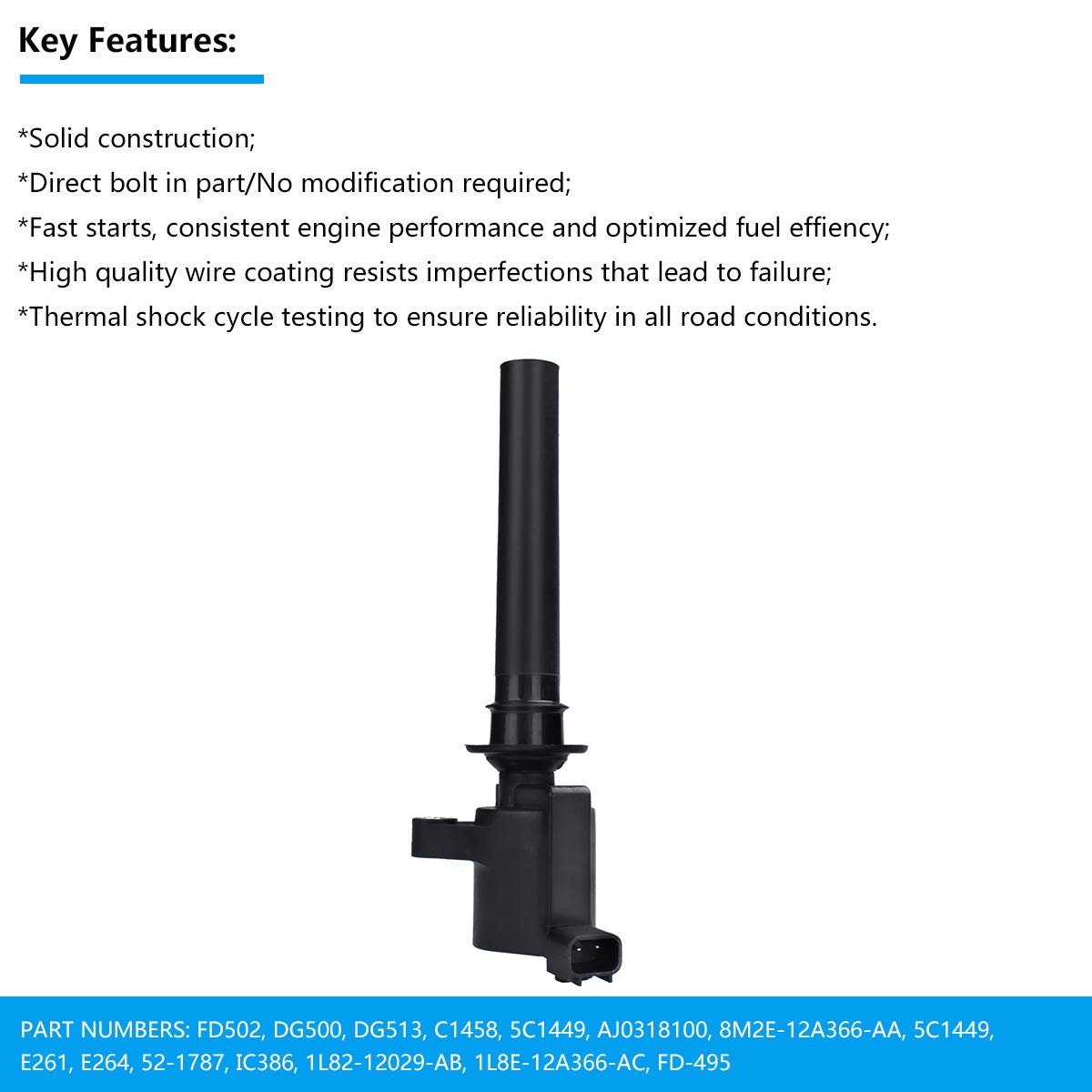 FAERSI Pack of 6 Ignition Coil Compatible with Ford Escape Five Hundred Freestyle Taurus Mazda 6 MPV Tribute Mercury Mariner Montego Sable 3.0L V6 Models Replace OE# 18LZ-12029-AA, DG513,DG500