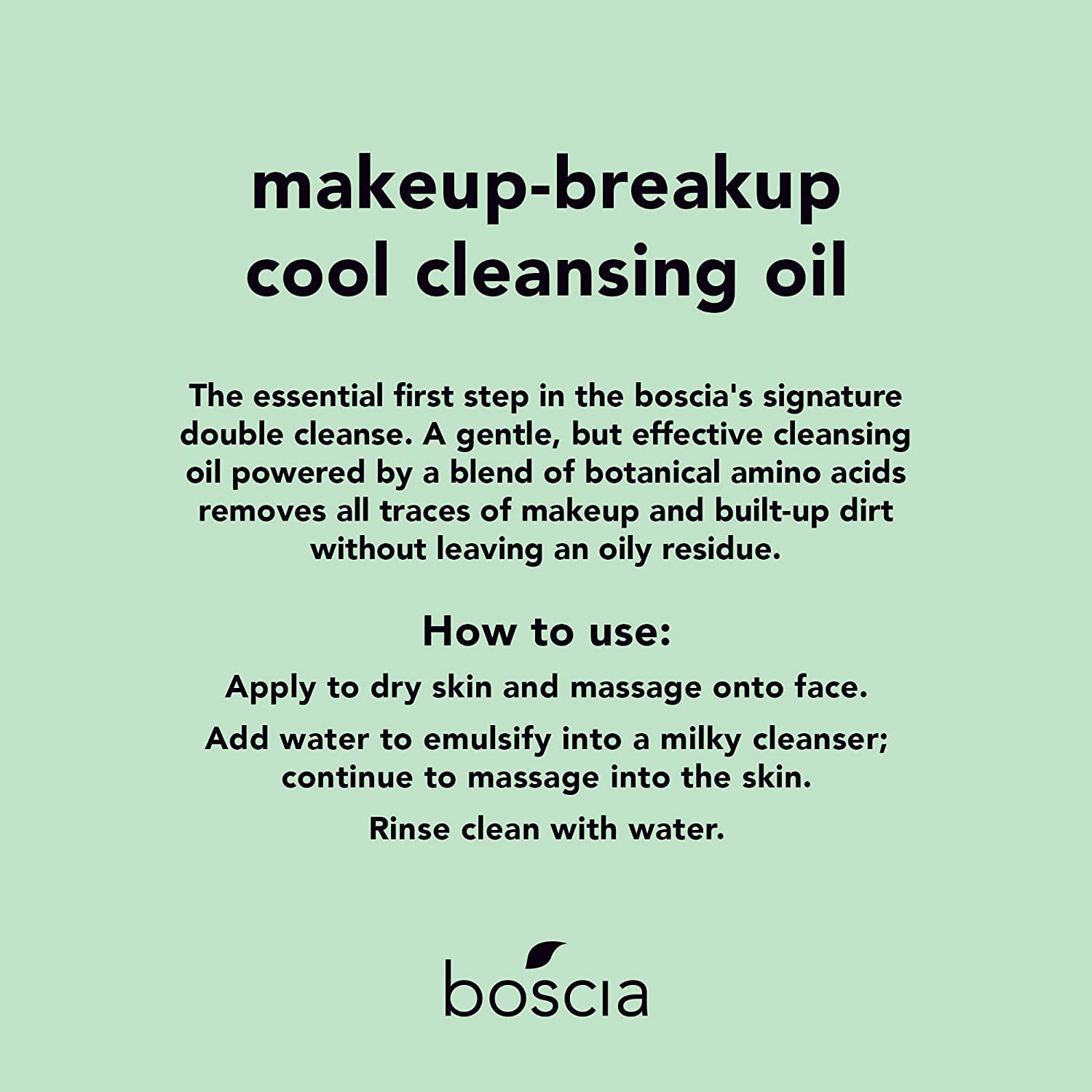 BOSCIA MakeUp-BreakUp Cool Cleansing Oil - Vegan & Cruelty-Free - Oil-Based Face Cleanser Makeup Remover - For Dry, Normal, Combination & Oily Skin Types - With Rose Hip & Vitamin E - 150 mL