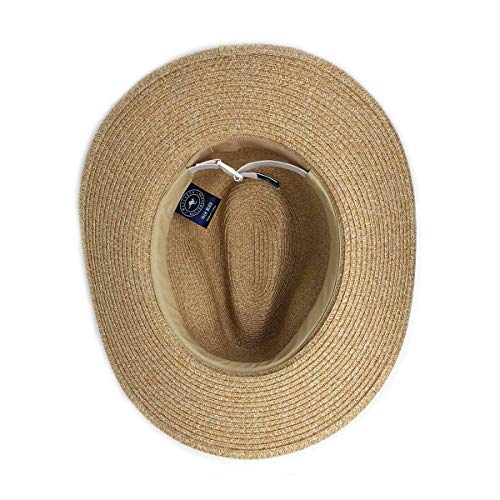 Wallaroo Hat Company Men’s Palm Beach Fedora – UPF 50+ Sun Protection, Packable Design and Adjustable Sizing – Stylish Sun-Smart Hat for Everyday Adventures and Travel (Medium/Large, Beige)