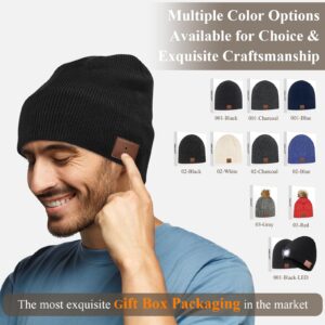 ASIILOVI Bluetooth Beanie, Double-Layer Wool Lining Bluetooth Hat Beanie for Men/Women/Teens/Family, 20hrs Playing, Gift Packaging for Christmas Stocking Stuffers Thanksgiving (001-Black)