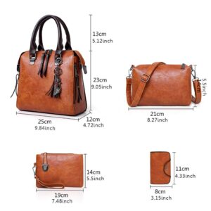 Segater® Women Fashion Handbag+Shoulder Bag+Purse+Card Purse Faux Leather Tote 4 Pieces