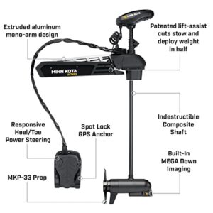 Minn Kota 1368881 Ultrex Freshwater Cable & Electric-steer Bow-Mount Motor with MEGA Down Imaging, Digital Maximizer & i-Pilot Link GPS, 112 lbs Thrust, 52" Shaft, Black