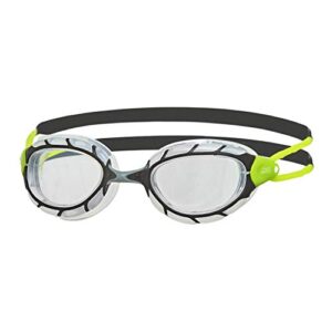 zoggs predator next gen swimming goggles no leaking anti fog uv protection triathlon (black-green/clear)