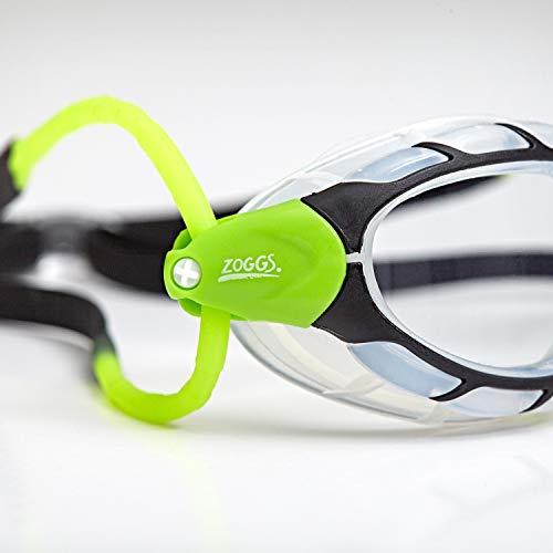 Zoggs Predator Next Gen Swimming Goggles No Leaking Anti Fog UV Protection Triathlon (Black-Green/Clear)