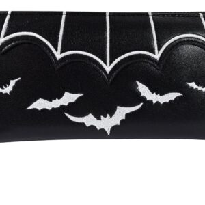 Lost Queen Witch Gotham Knight Bat Attack Bat Logo Zip Around Wallet (White)