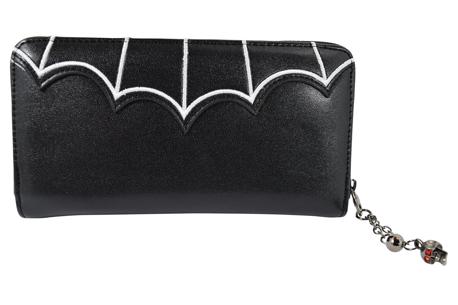 Lost Queen Witch Gotham Knight Bat Attack Bat Logo Zip Around Wallet (White)