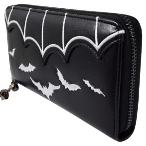 Lost Queen Witch Gotham Knight Bat Attack Bat Logo Zip Around Wallet (White)