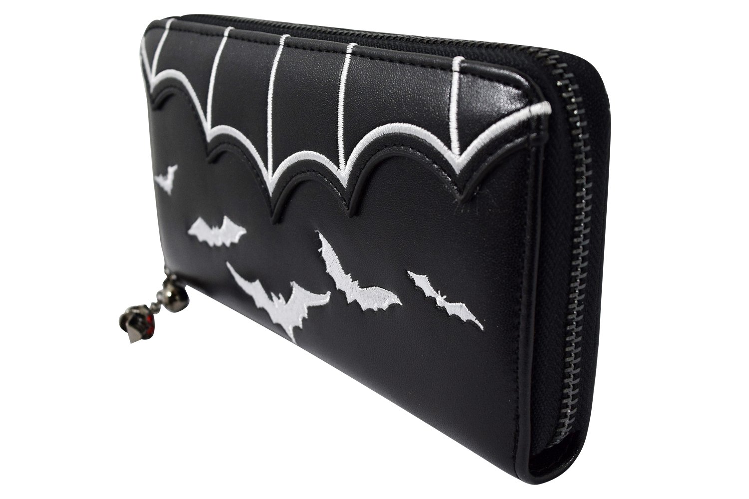 Lost Queen Witch Gotham Knight Bat Attack Bat Logo Zip Around Wallet (White)