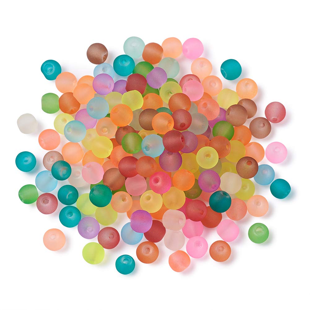 Craftdady 500Pcs 4mm Transparent Frosted Glass Beads Tiny Crystal Glass Round Loose Spacer Beads Random Mixed Colors for Jewelry Making Hole: 1mm