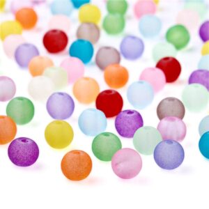 Craftdady 500Pcs 4mm Transparent Frosted Glass Beads Tiny Crystal Glass Round Loose Spacer Beads Random Mixed Colors for Jewelry Making Hole: 1mm