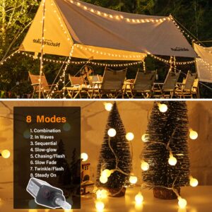 Minetom Globe String Lights, 33 Feet 100 Led Fairy Lights Plug in, 8 Modes with Remote Mini Globe Lights for Indoor Outdoor Bedroom Party Wedding Garden Christmas Tree Decor, Warm White