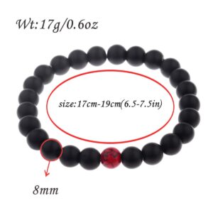 LeZisuIre CNLQ Long Distance Bracelets For Lovers Couples Matching Gift Matte Agate 8mm Bead Stone (Elastic Red) (Elastic Red)