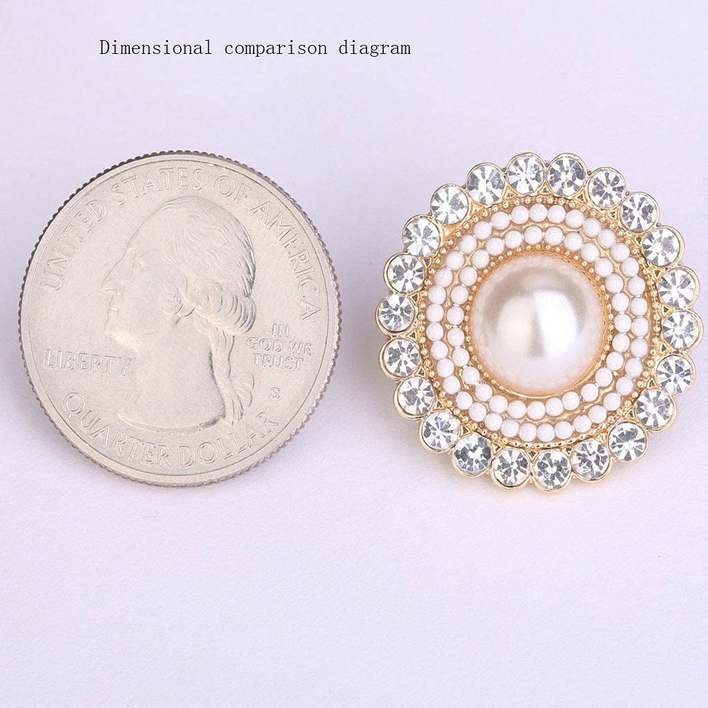 Cream Dome Big Pearl Stud Earrings, Crystals Rhinestones Art Vintage Earrings with Wedding Style