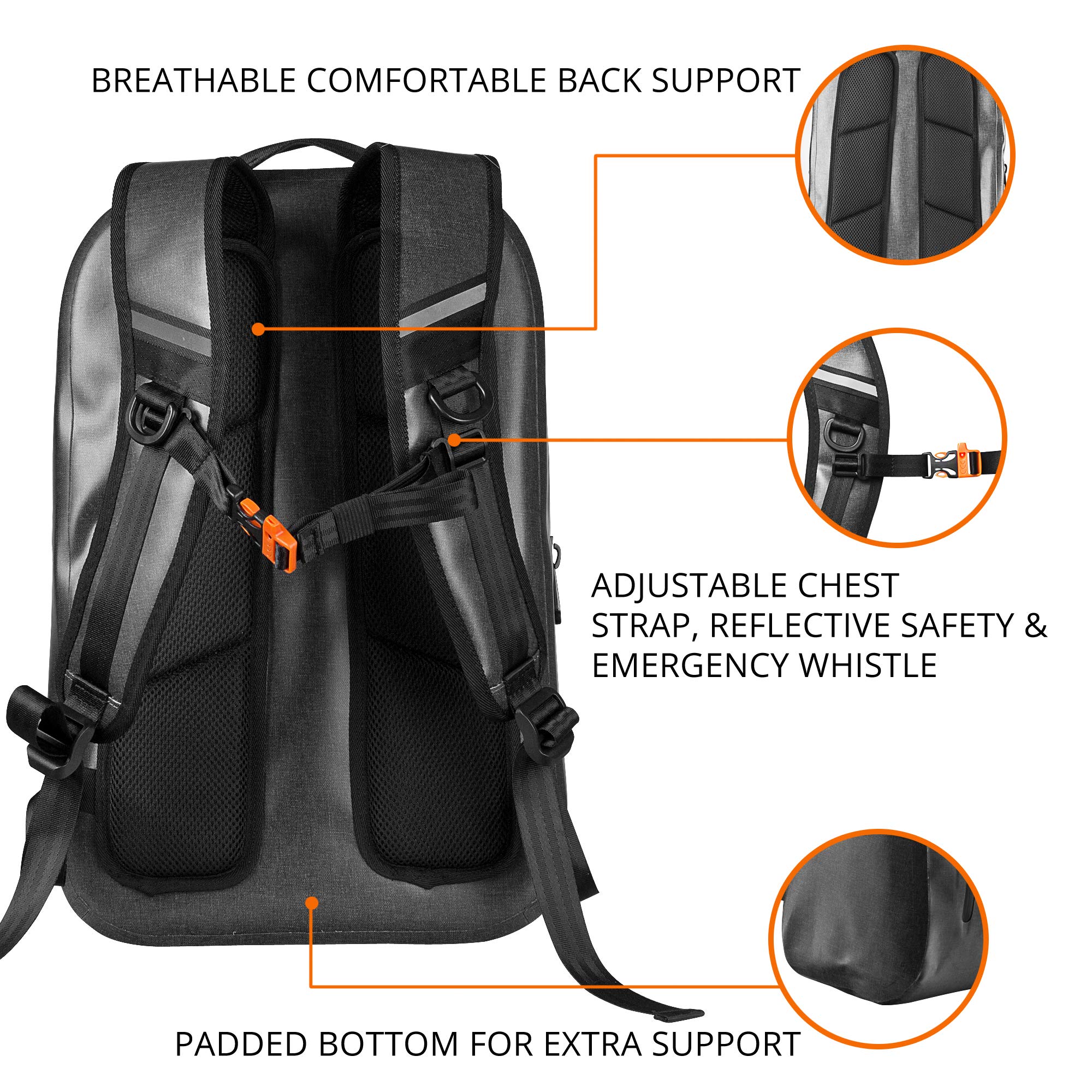 Durabag Airtight Waterproof Backpack - 20L Dry Bag for Hiking, Camping, Kayaking - Padded Shoulder Straps - Airtight Zipper for Outdoor Protection from Dust and Water