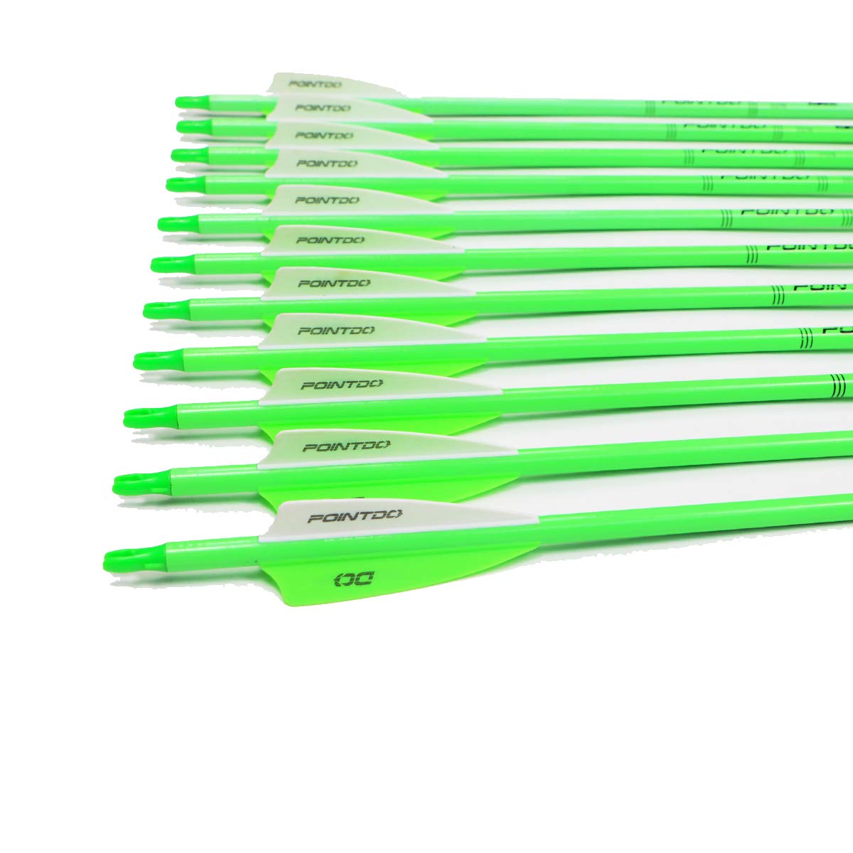 Pointdo 30inch Carbon Arrow Fluorescence Color Targeting and Hunting Practice Arrows for Recurve and Compound Bow with Removable Tips (Fluorescein Green)