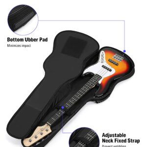 Donner 47 Inch Bass Guitar Case, 0.4 Inch Thick Padding Sponge 600D Ripstop Waterproof Nylon Soft Electric Bass Guitar Gig Bag with 3 Pockets and Back Hanger Loop, Black