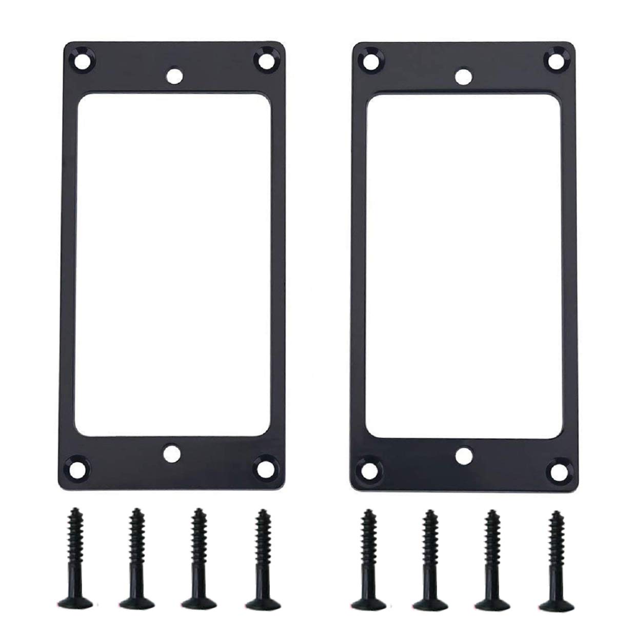 2PCS ShareGoo Metal Flat Humbucker Cover Electric Guitar Pickup Frame Mounting Ring with Screws (Black)