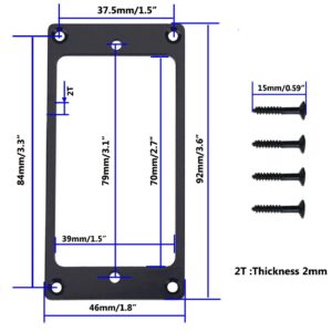 2PCS ShareGoo Metal Flat Humbucker Cover Electric Guitar Pickup Frame Mounting Ring with Screws (Black)
